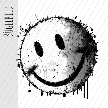 Bügelbild - " Smilie - black/white "